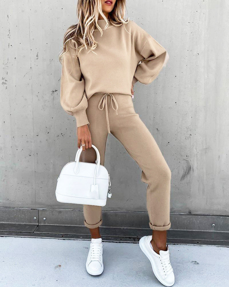 women's two-piece high collar lounge set