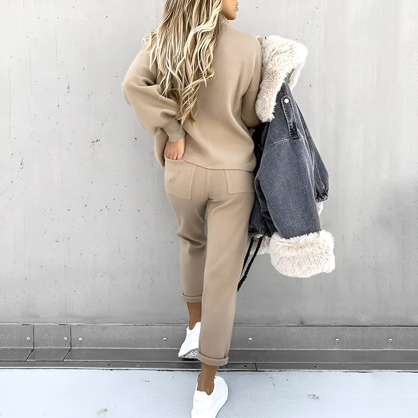 women's two-piece high collar lounge set