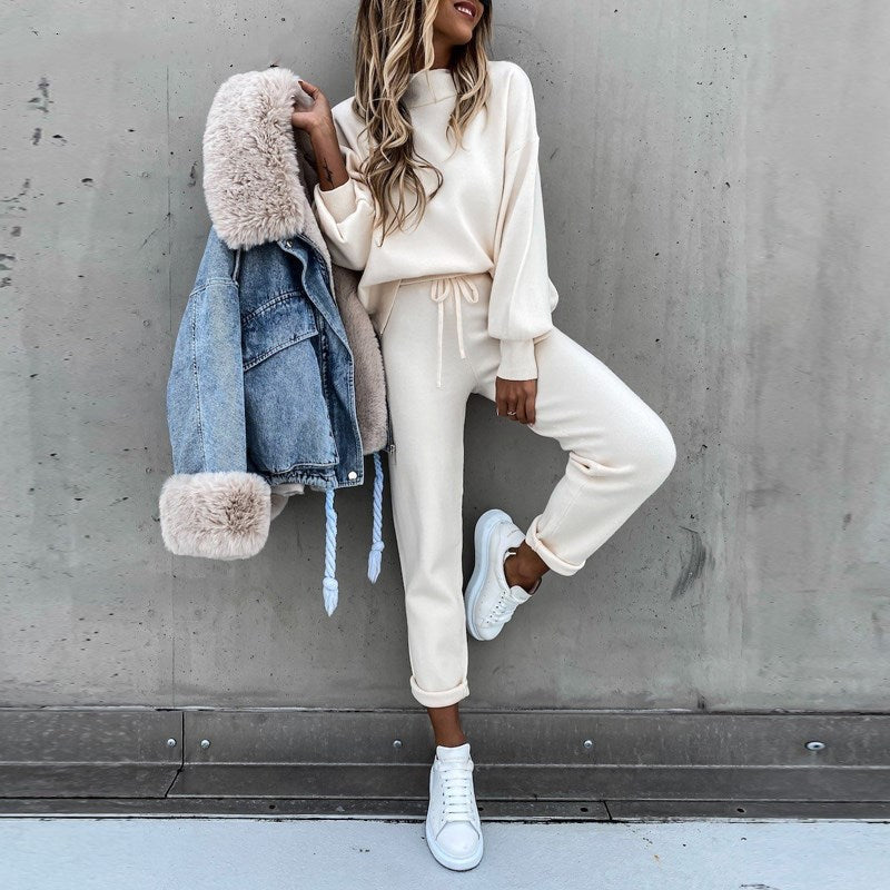 women's two-piece high collar lounge set