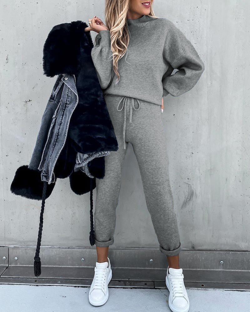 women's two-piece high collar lounge set
