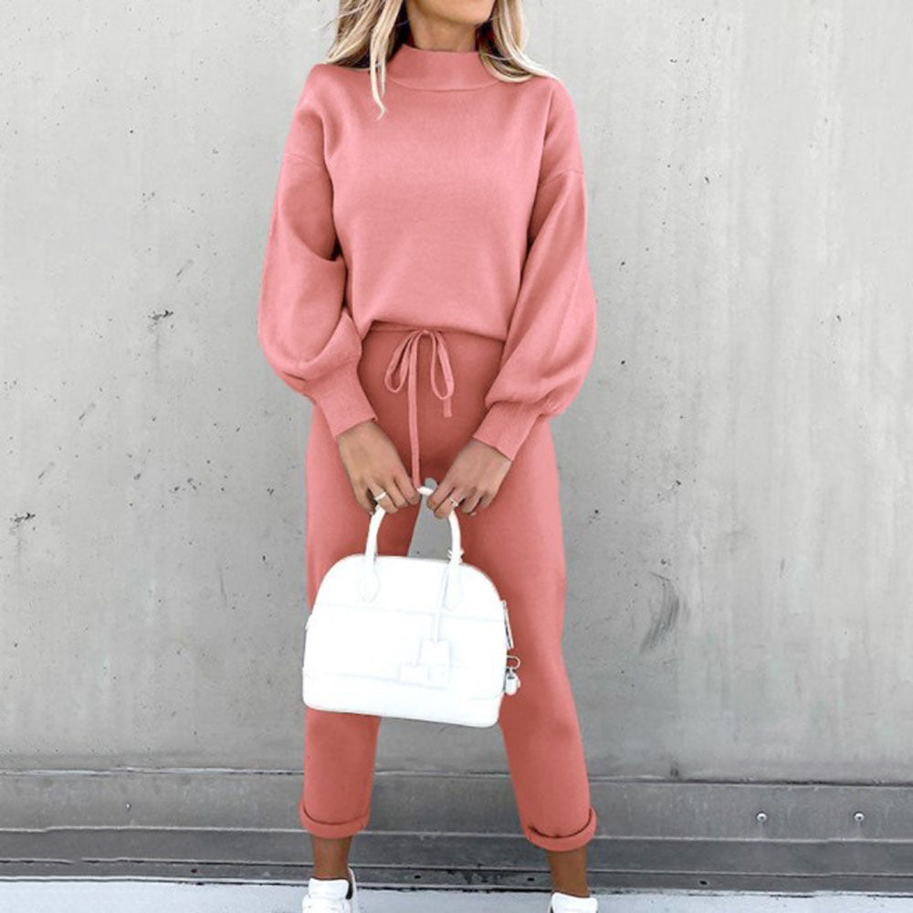 women's two-piece high collar lounge set