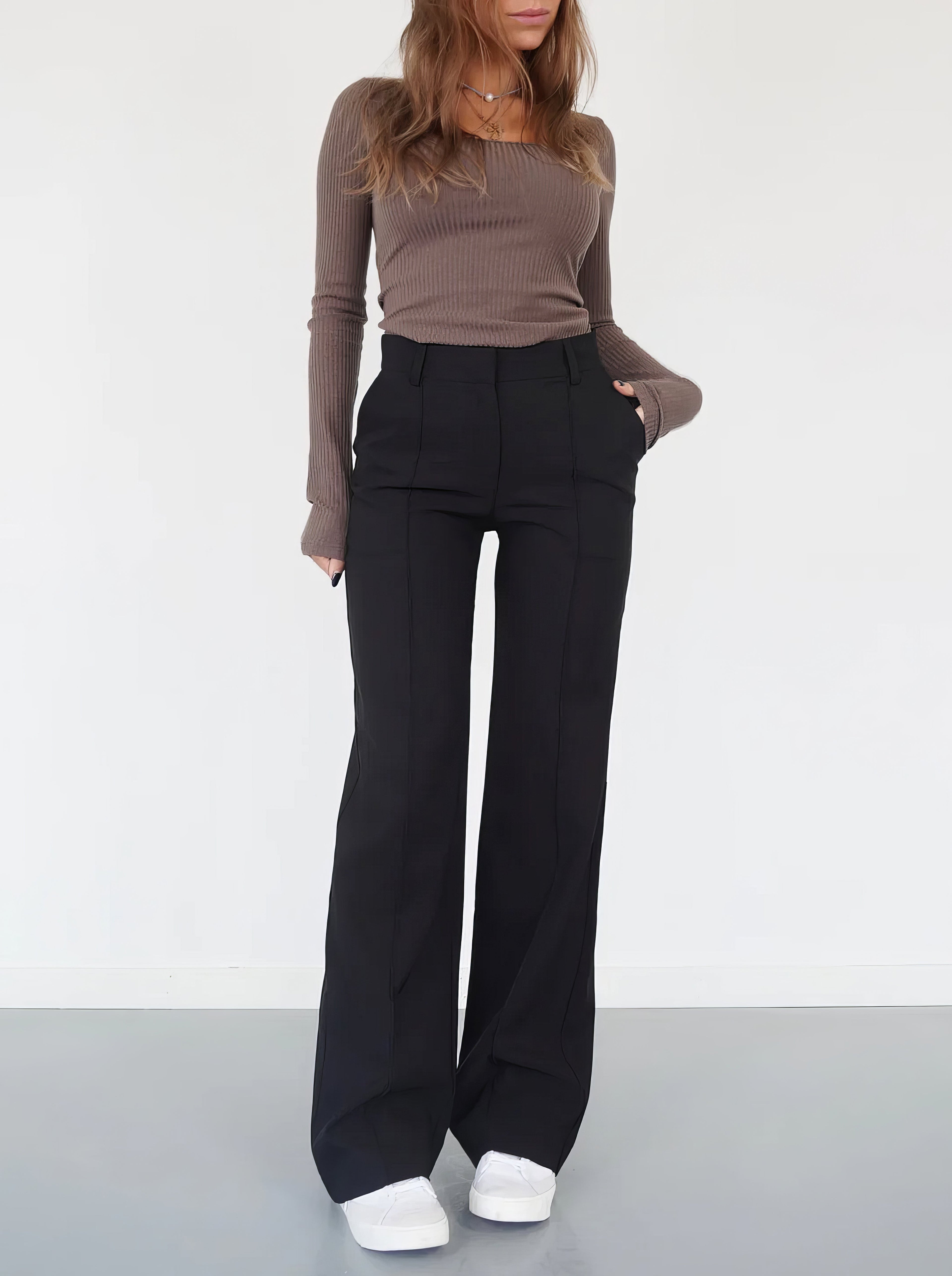 women's high waist wide-leg trousers