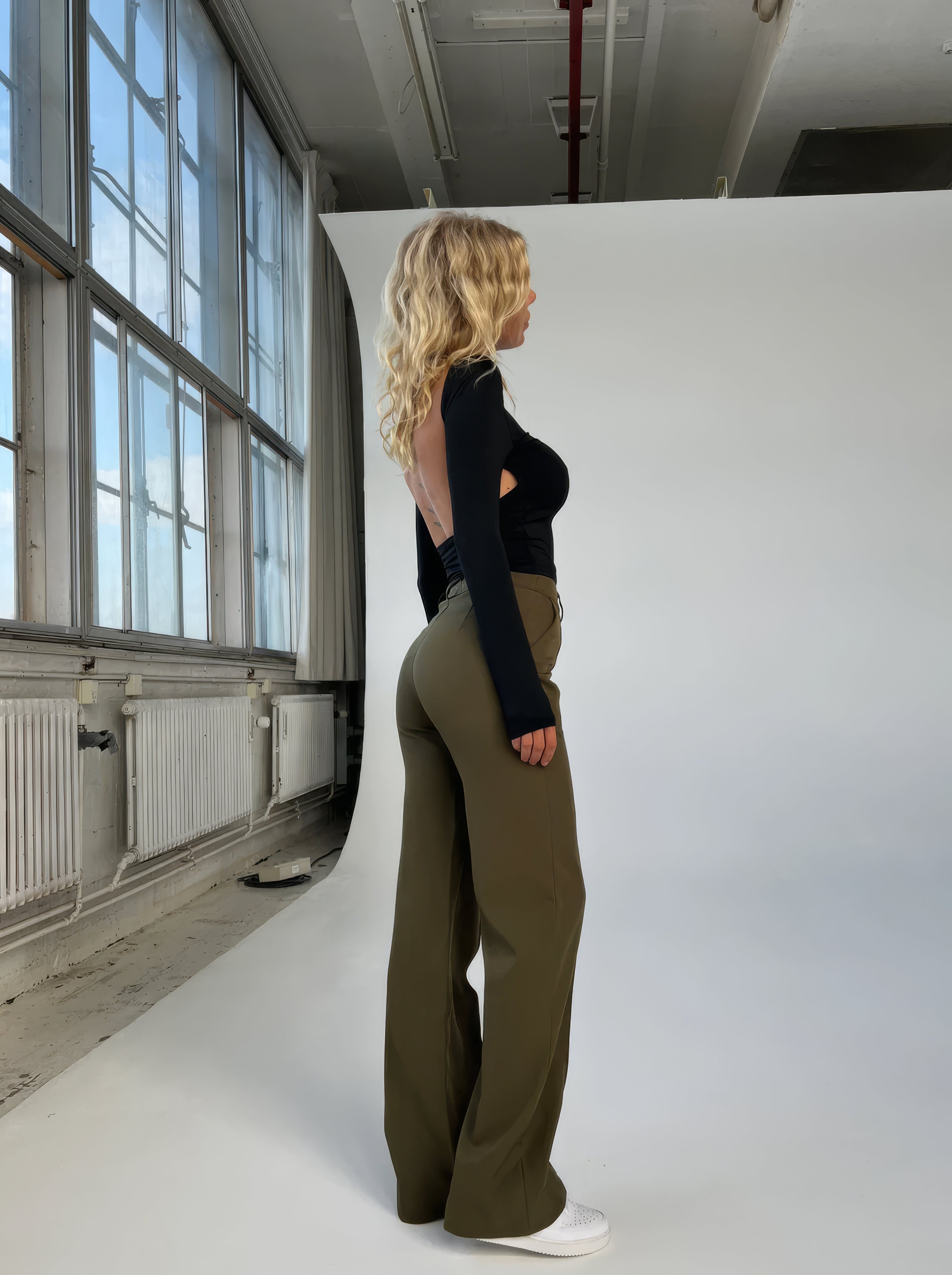 women's high waist wide-leg trousers