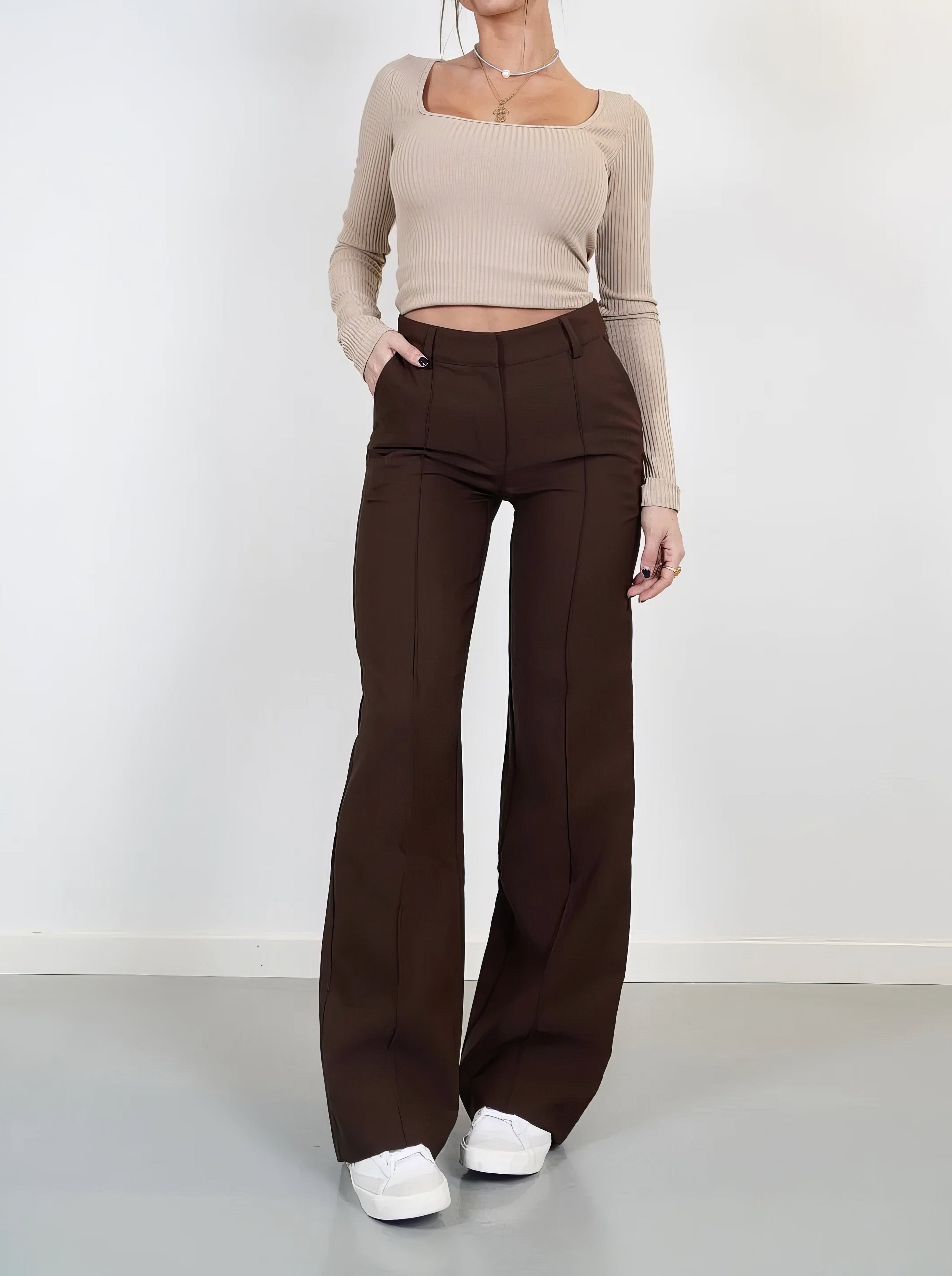 women's high waist wide-leg trousers