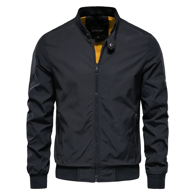 Men's black lightweight zip-up bomber jacket