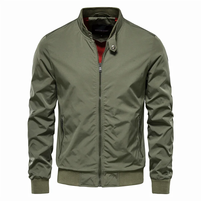 Men's black lightweight zip-up bomber jacket