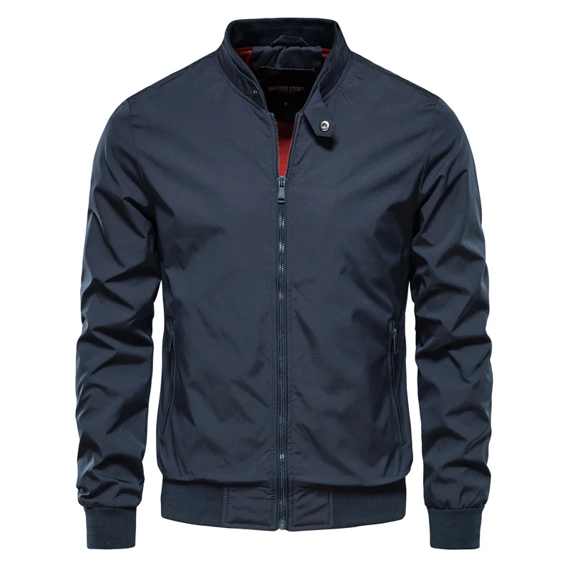 Men's black lightweight zip-up bomber jacket