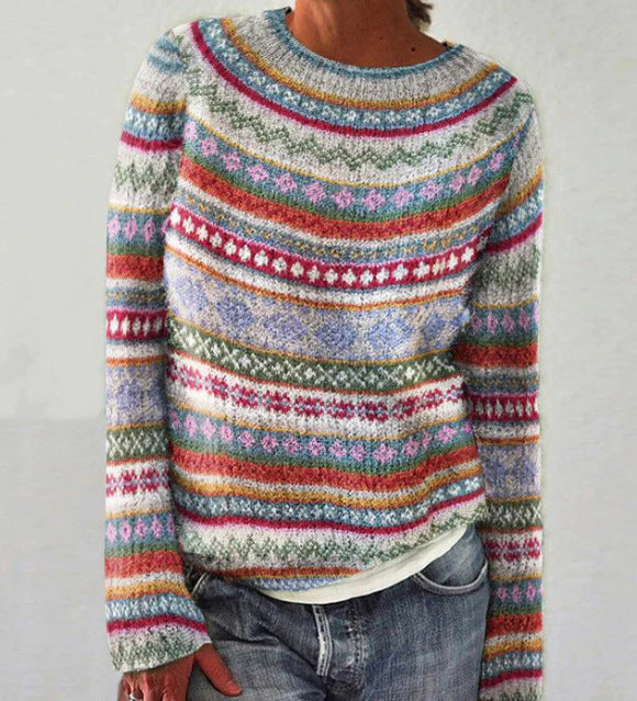 Women's wool jumper in blue, fine knit design, warm winter knitwear for women