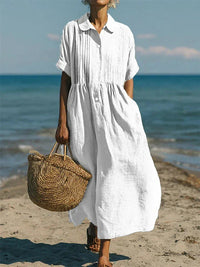 Poppy | Women's Shirt Dress Button-Front Midi-Length Cotton for Spring
