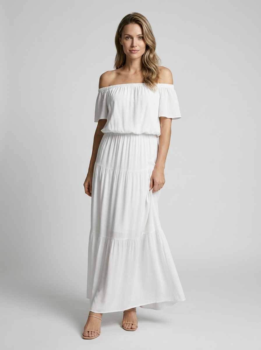 Women’s white women's off-shoulder maxi dress