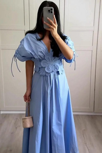 Sophie | Women's Puff-Sleeve Floral Maxi Dress for Wedding Guest