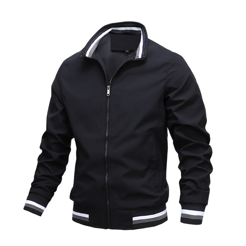 Men's black zip-up classic bomber jacket