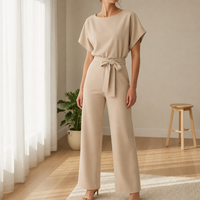 Esme | Women's Ponte Knit Belted Wide-Leg Jumpsuit for Evening Wear