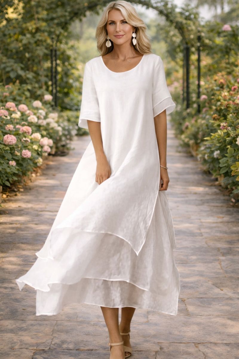 Women's pink dress elegant open-neckline fluid