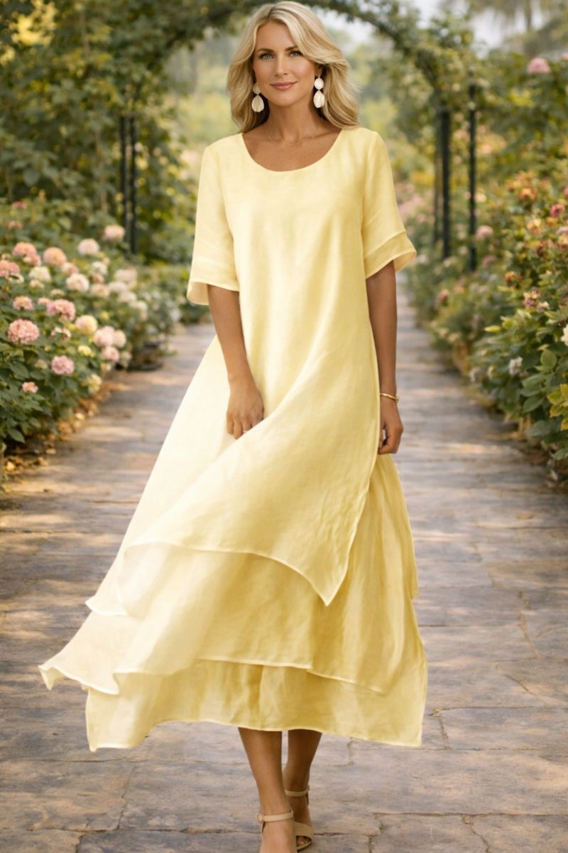 Women's pink dress elegant open-neckline fluid