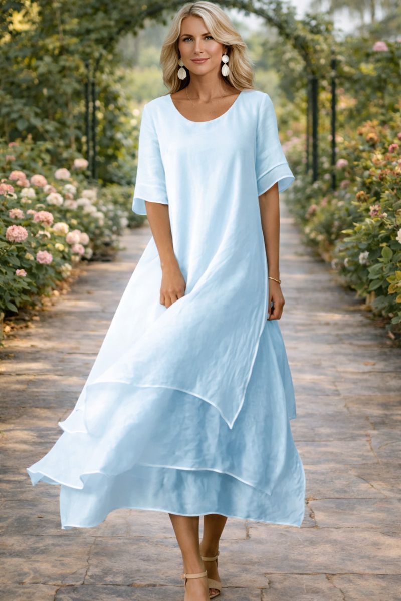 Women's pink dress elegant open-neckline fluid
