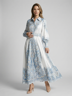 Women’s blue women's printed a-line dress belt