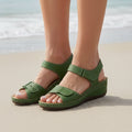 Women's Adjustable Wedge Sandals in green, product photo