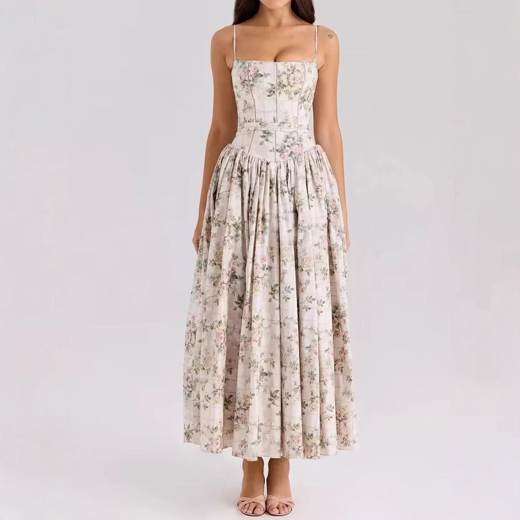 Women's white midi dress strapless pleated