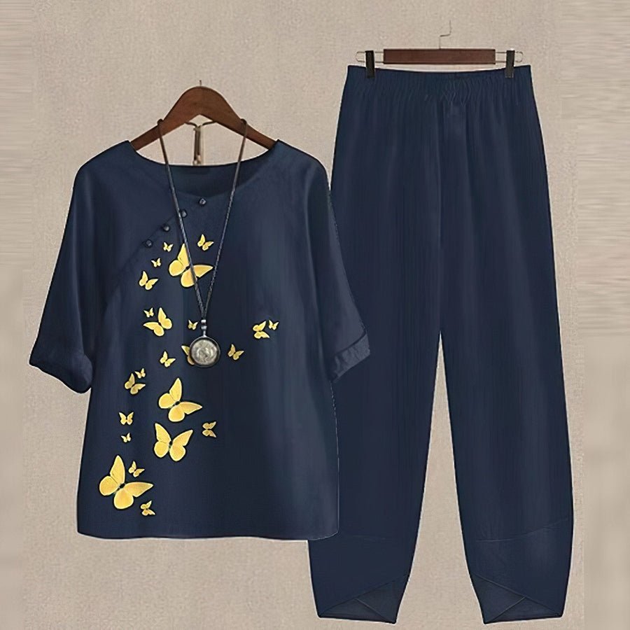 Women's relaxed two-piece set, green, product photo