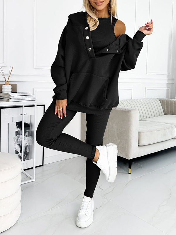 Women's hoodie vest set, available in multiple colourways, product photo 11