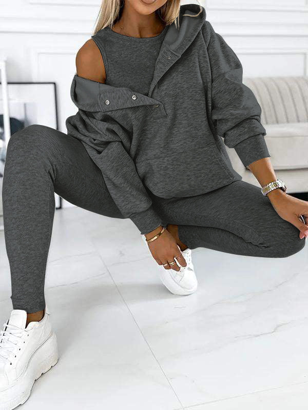 Women's hoodie vest set, available in multiple colourways, product photo 5