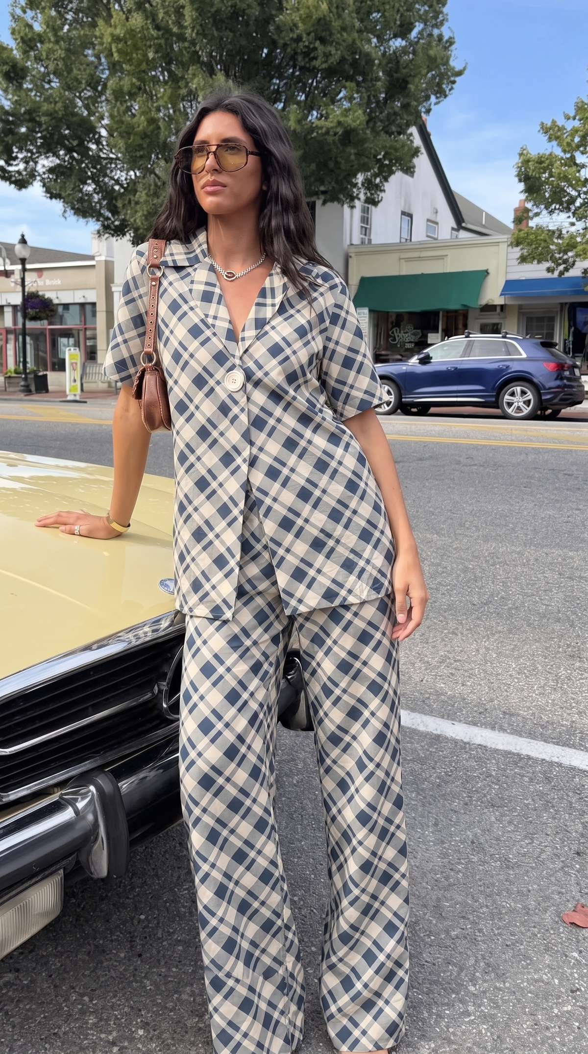 Blue/Cream Plaid pants, product photo 3