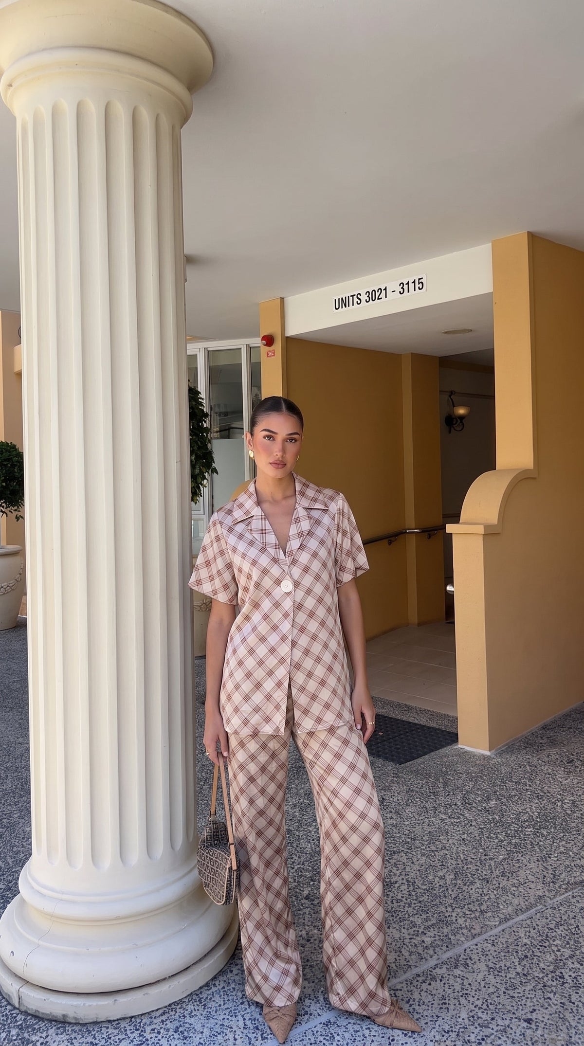 Brown Plaid pants, product photo 2