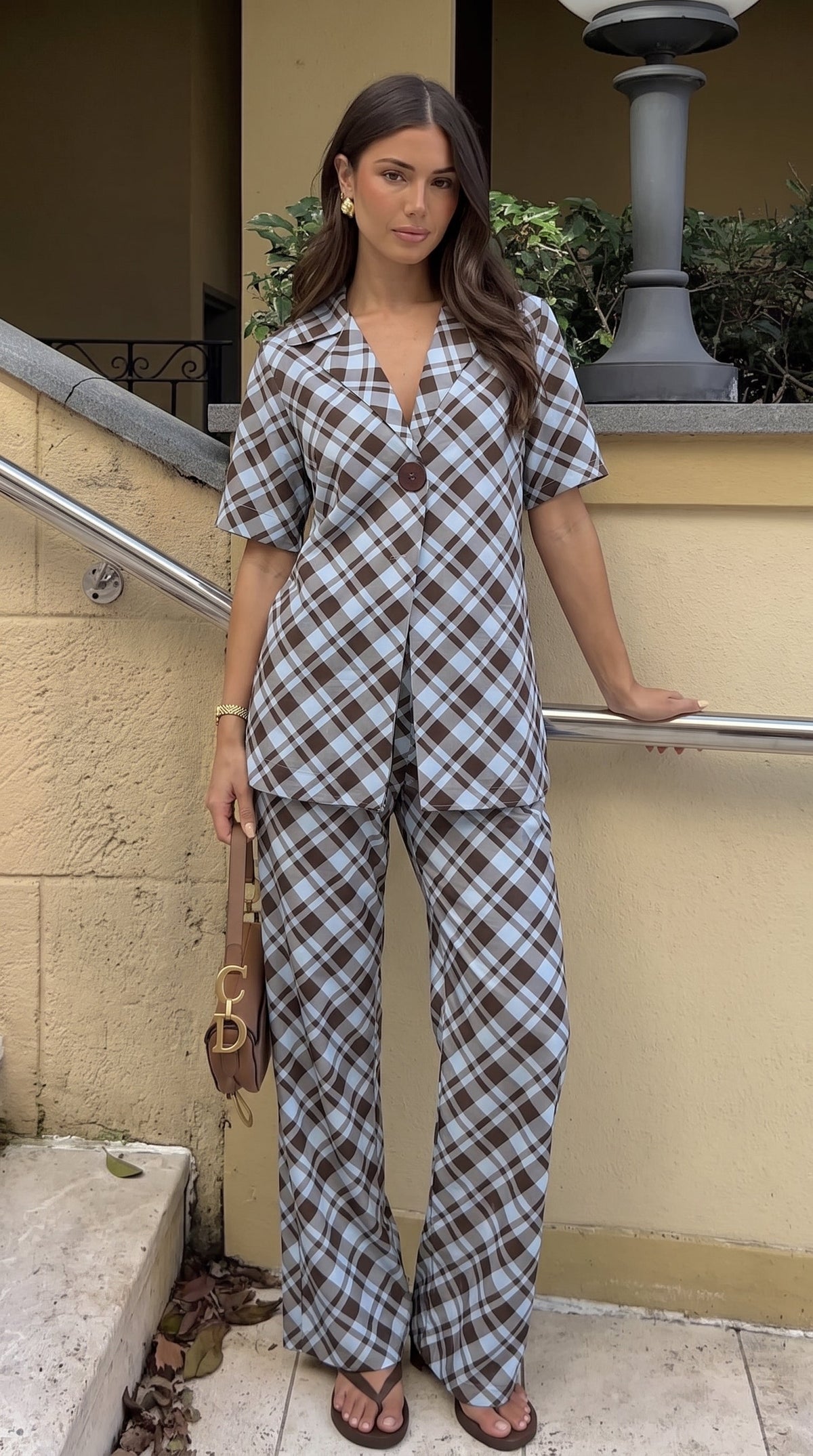 Chocolate/Blue Plaid pants, product photo 2