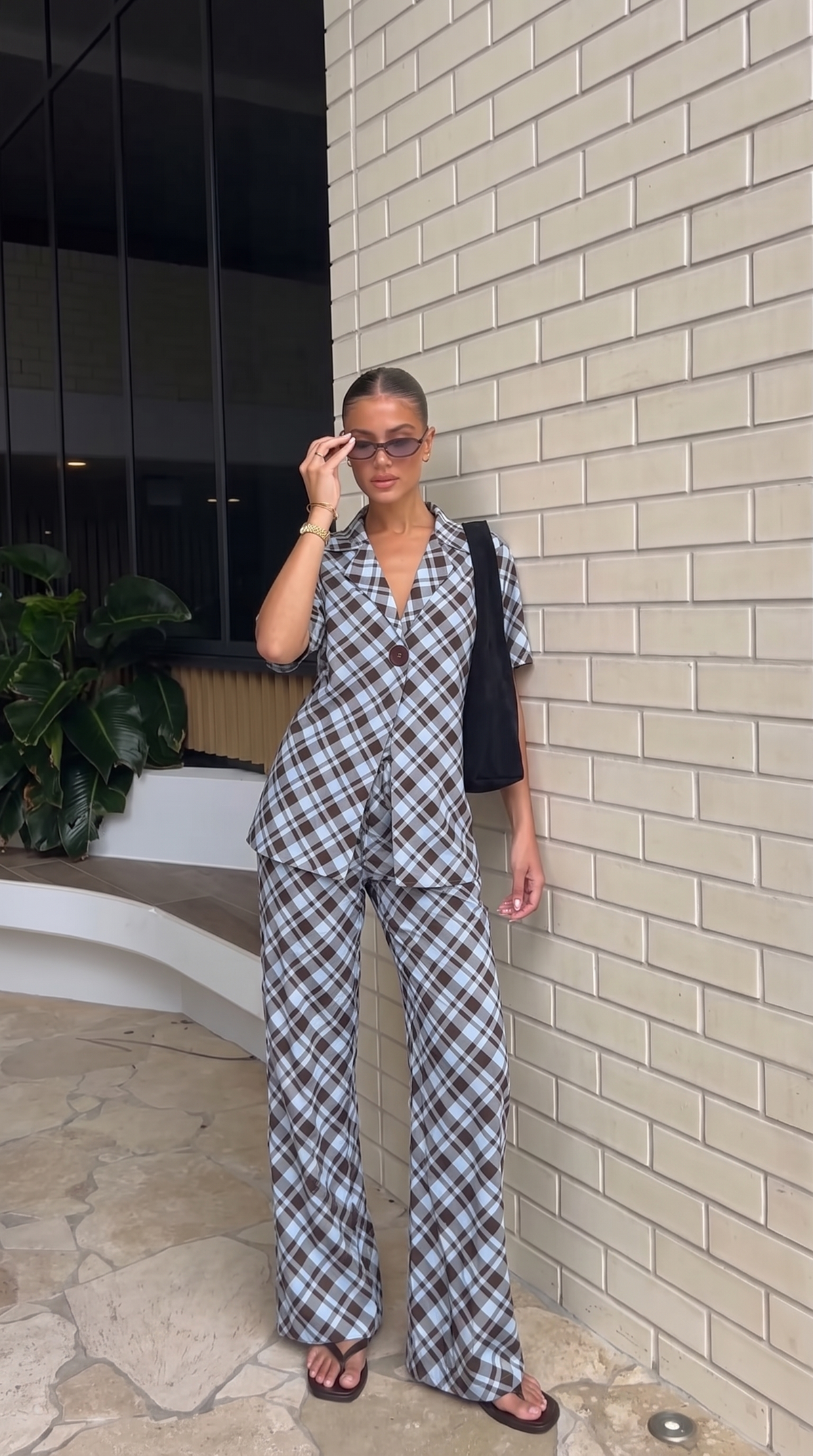Chocolate/Blue Plaid pants, product photo 3