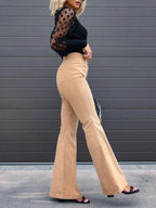 women's high waist flared corduroy trousers