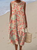 Women's midi dress breathable relaxed floral
