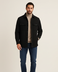 Theo | Men's Black Overshirt Shacket Cotton Blend