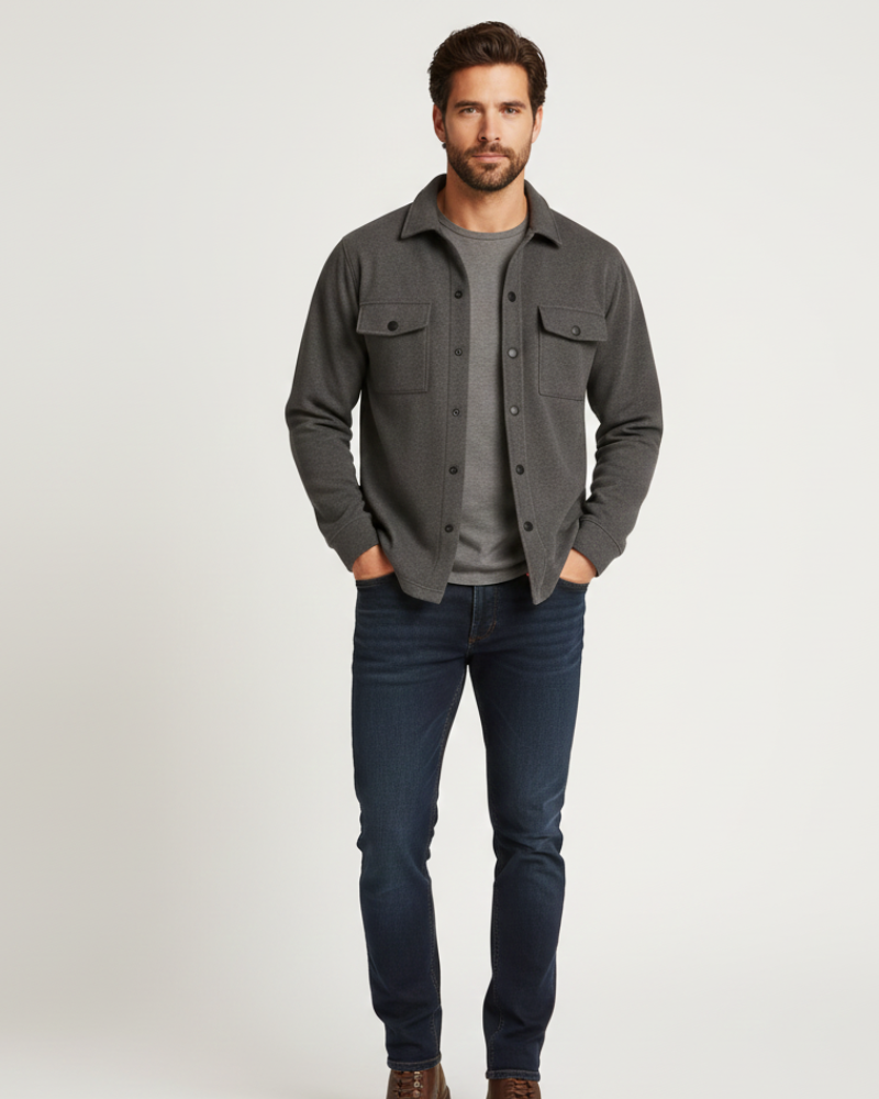Men's overshirt cotton blend regular fit in black