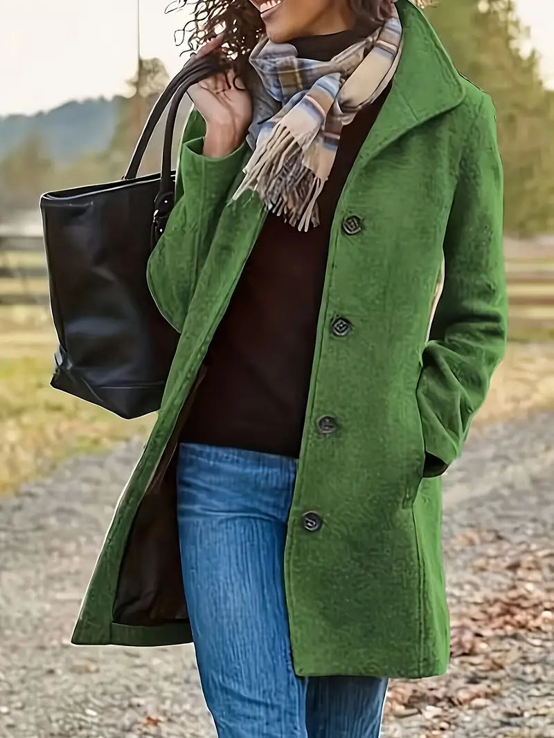 Women's Green Winter Coat warm lining feminine cut