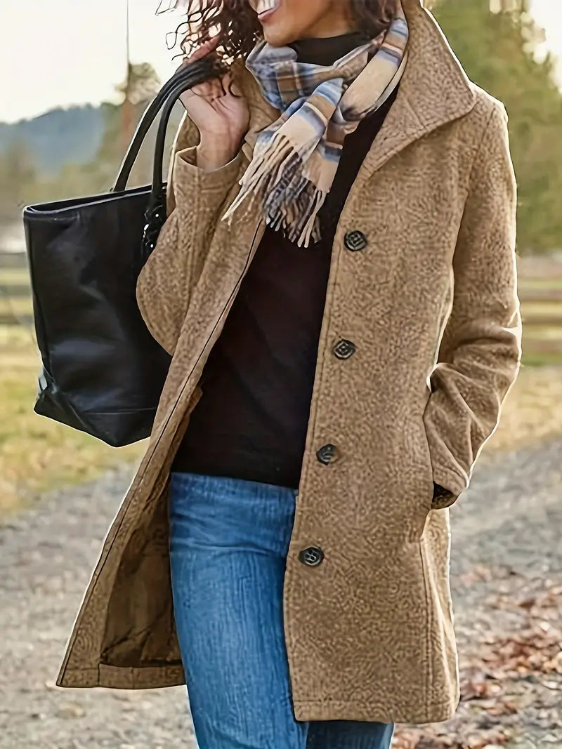 Women's Green Winter Coat warm lining feminine cut