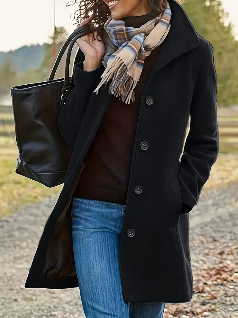 Women's Green Winter Coat warm lining feminine cut