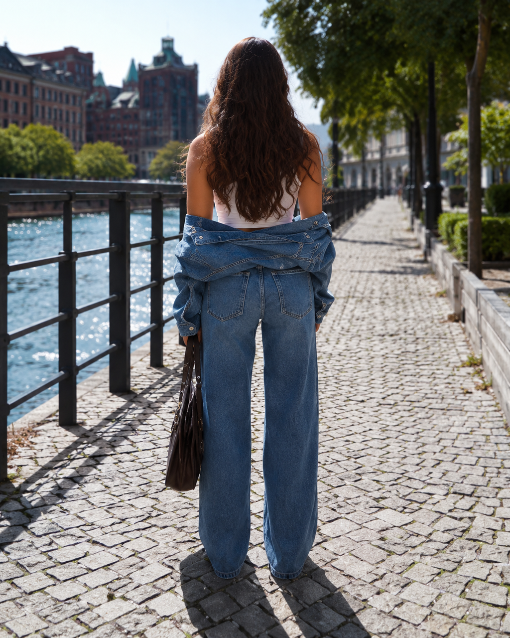 Blue women's Low Rise Wide Leg Jeans for Everyday Wear, product photo 2
