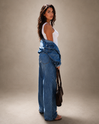 Blue women's Low Rise Wide Leg Jeans for Everyday Wear, product photo 3