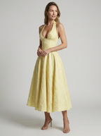 Women’s women's jacquard midi dress halterneck