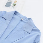 Women’s blue women's linen jumpsuit wide leg