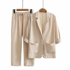 Women’s blue women's linen jumpsuit wide leg