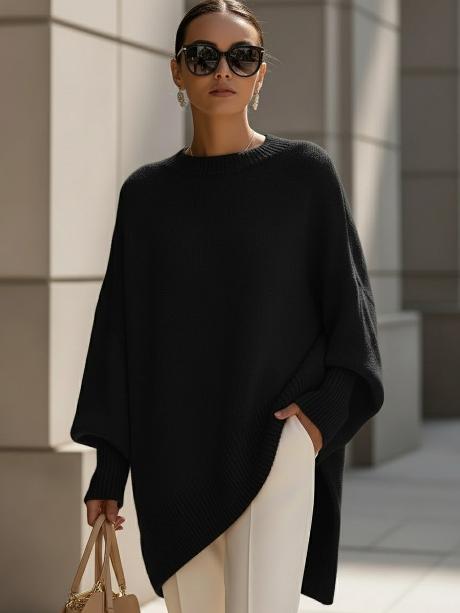 Women's beige graceful knit jumper with soft drape