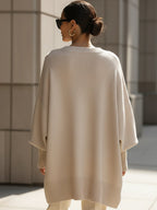 Women's beige graceful knit jumper with soft drape