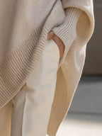 Women's beige graceful knit jumper with soft drape