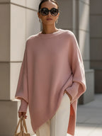 Women's beige graceful knit jumper with soft drape