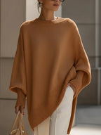 Women's beige graceful knit jumper with soft drape