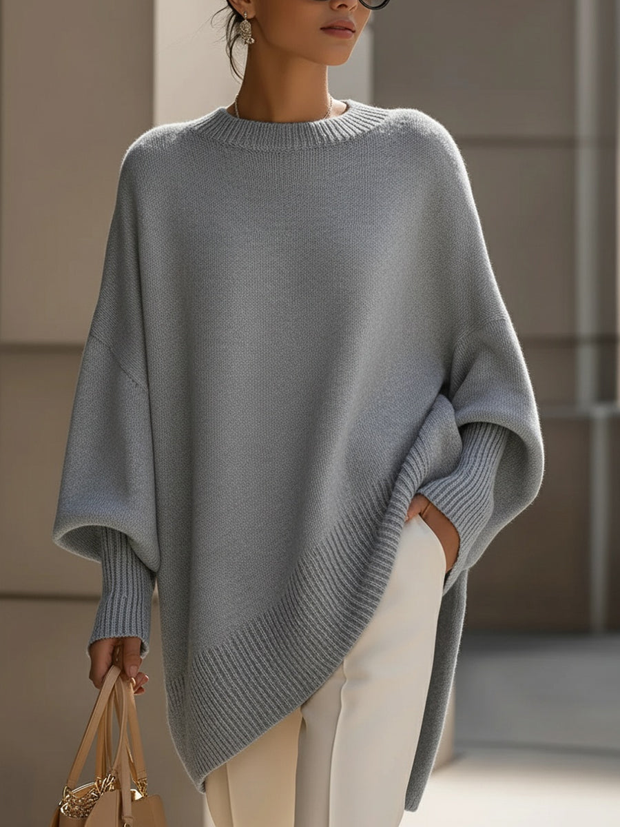 Women's beige graceful knit jumper with soft drape