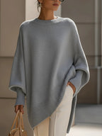 Women's beige graceful knit jumper with soft drape