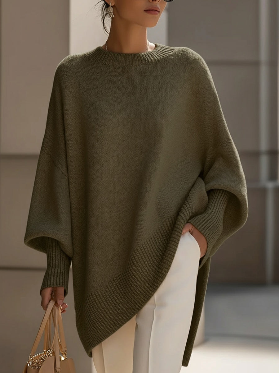 Women's beige graceful knit jumper with soft drape